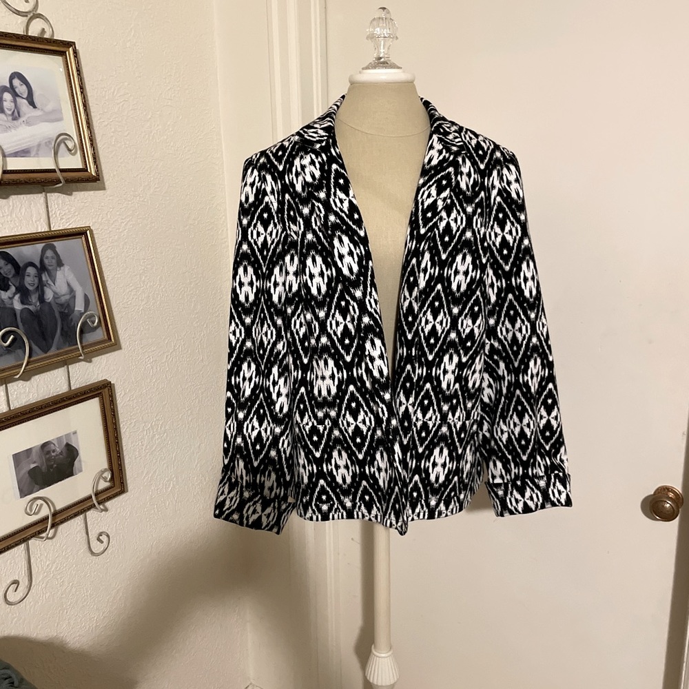 Evan-Picone Women's Black & White Lined Stretch Blazer Jacket   Size 16W - Picture 8 of 8